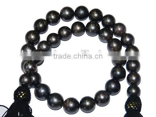 2016 fashion 11-12mm black round Tahitian pearl strand