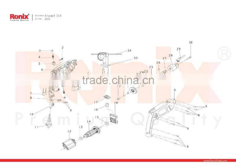 Ronix Power tools Impact Drill 13mm 810W model 2210C