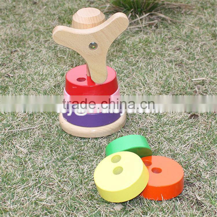 Best design colorful rainbow tower wooden baby stacking toys W13D110