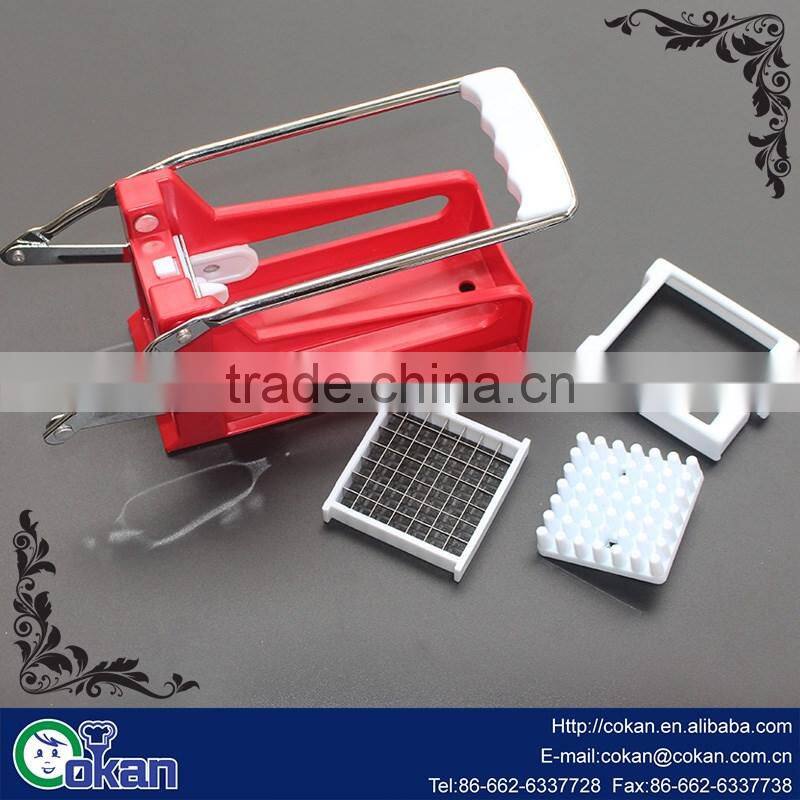 kitchen tool French Fry Potato Cutter with Round Bottom for Easy Slicing, 2 Blades