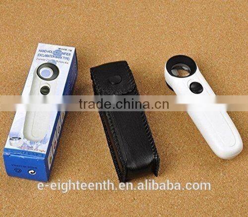 MG6B-1B New Hand Held 2 LED Lights 40x Magnifying Glass Lens Jewellery Magnifier Loupe for repair