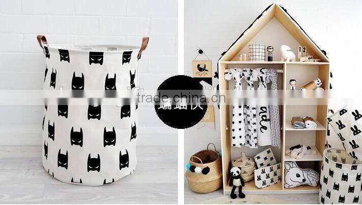 High Quality Canvas Laundry Basket Collapsible Kids Art Storage Systems With Handle