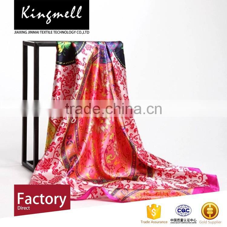Custom 2017 women accesory silk digital print scarf shawl