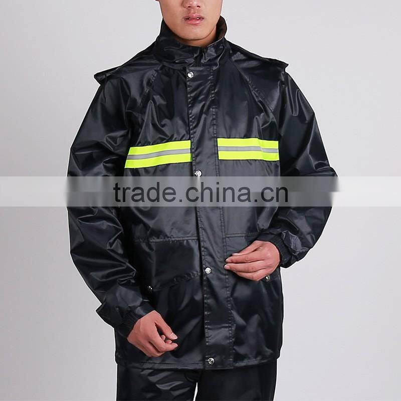 HIGH QUALITY PVC RAIN COAT WATERPROOF JACKET SUIT WITH WARNING SIGNS