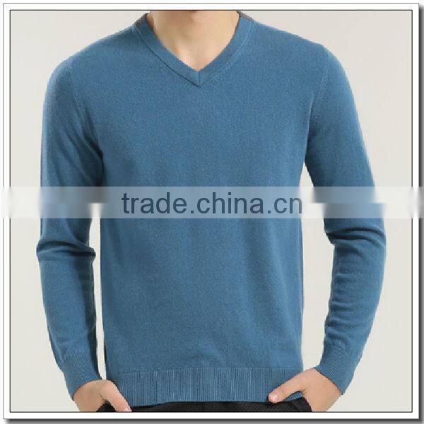 Men's knitted contrast color cashmere pullover sweater