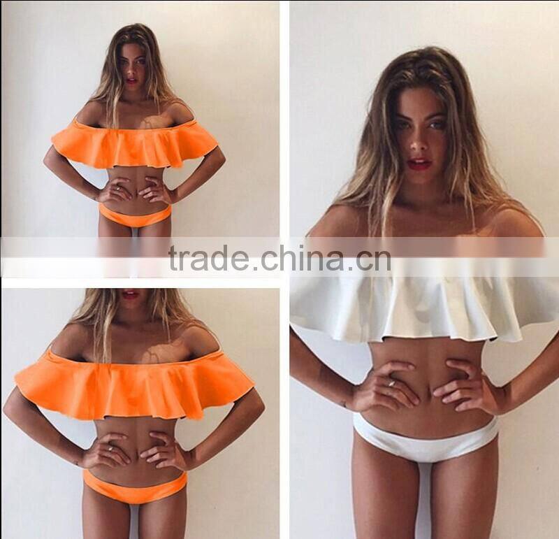 New Sexy bandeau ruffled bikini sets women Flounce Strapless swimsuit swimwear