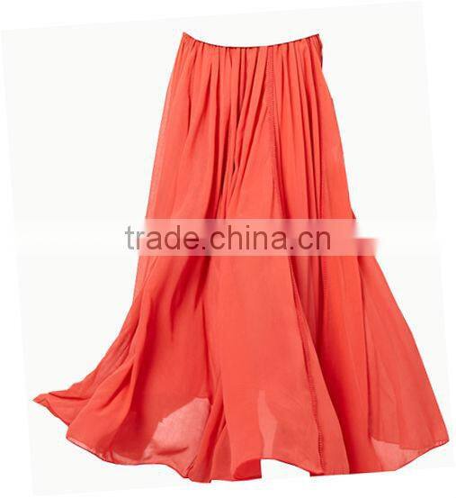 2016 Hot Selling Top Fashion Fairy Design Red Plain Color Chiffon Skirt