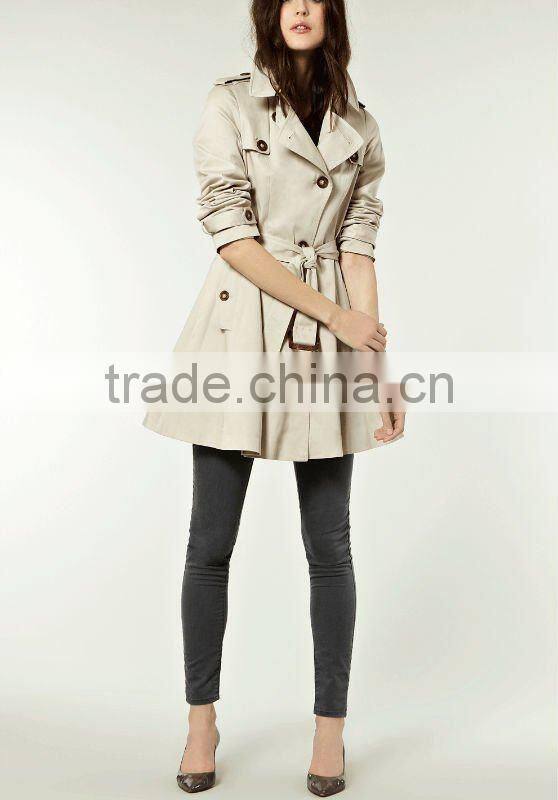 12C004 hot selling lady fashion cotton twill coat