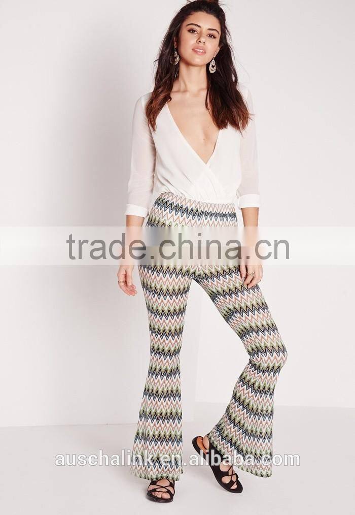 bangkok style lady wave effect skinny flare pants OEM service