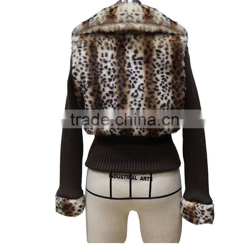 2013 Ladies new printing fur jacket,sweater sleeves coat