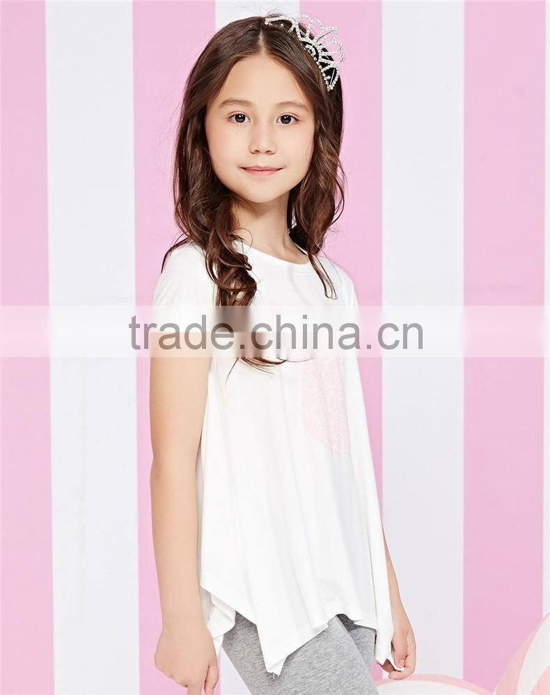 China wholesale girl's long style print pattern t shirt made in China