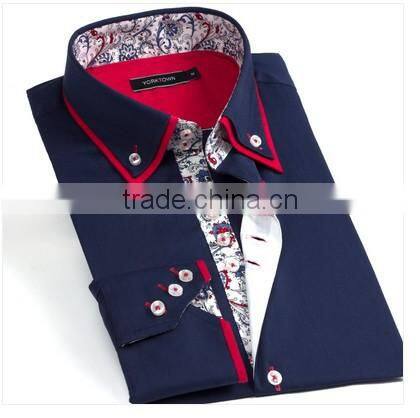 Mens deep color new fashion style shirt Korean version slim long sleeve shirt printed shirt