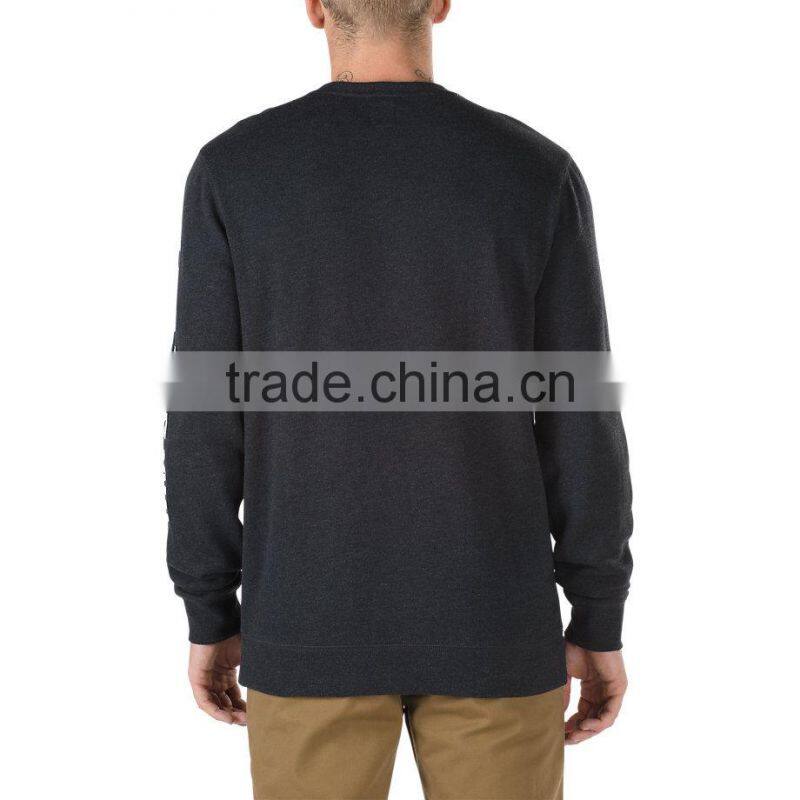 Side Sleeve Crew Neck Sweatshirt Customize 100% Cotton Plush Fleece Long Tee Pullover Sweatshirt With Printed Graphic