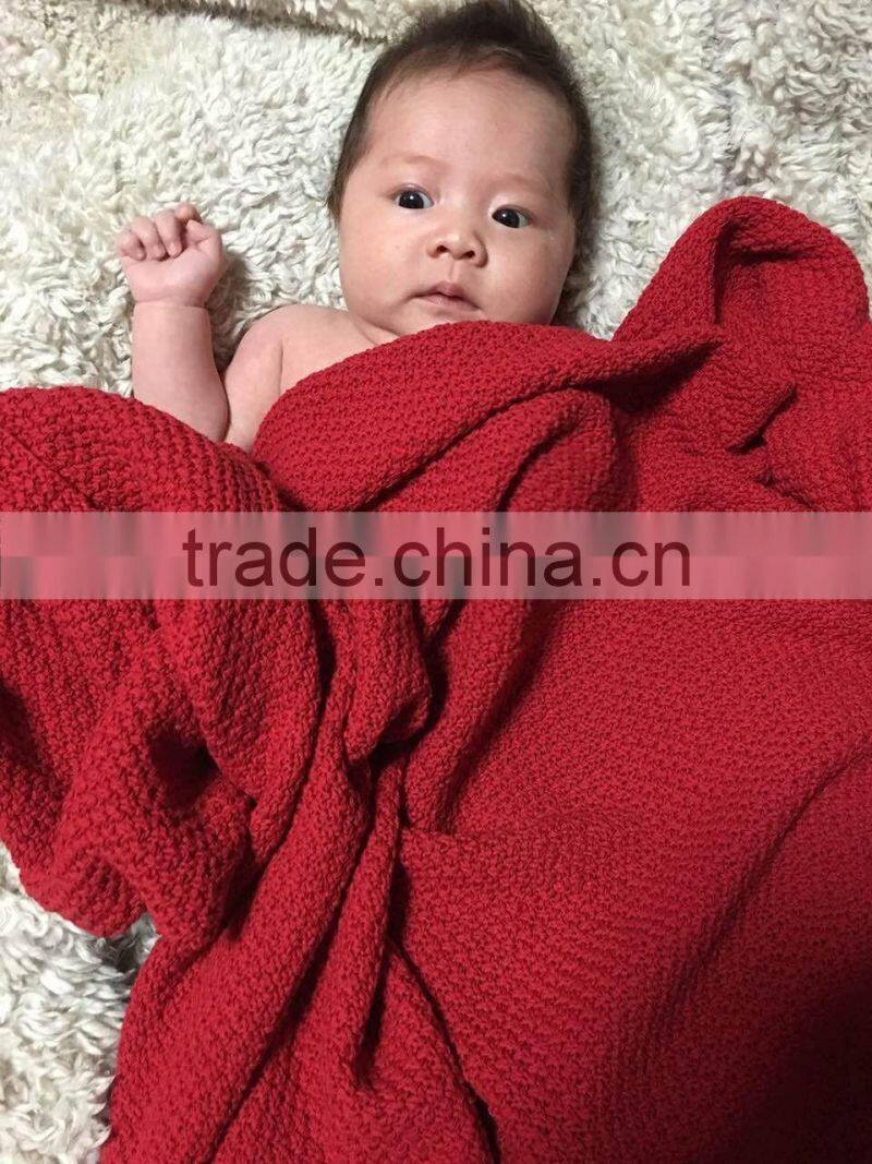 size 80 and 135cms 100% cotton waffle weave knitted breathable air conditioning newborn baby blanket