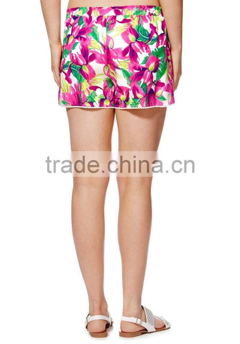 Wholesale 4 way stretch women tropical floral print board shorts beach shorts