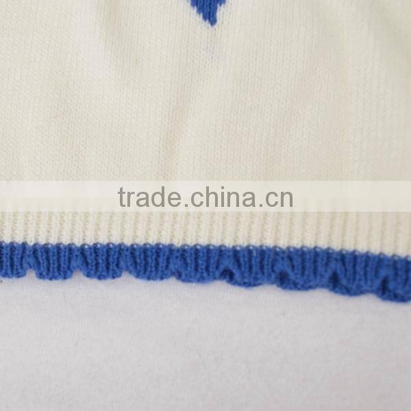 Jacquard bowknot infant knitwear sweater scallop trim baby girl pullover sweater