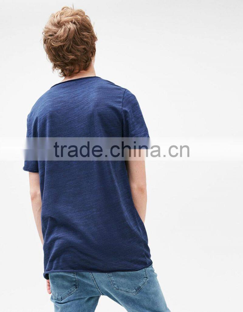 2017 high quality v neck navy blue simple design t shirts men