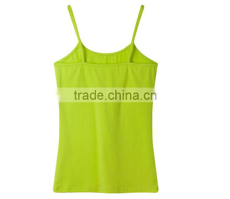high quality various color cotton/spandex spaghetti strap women white tank top