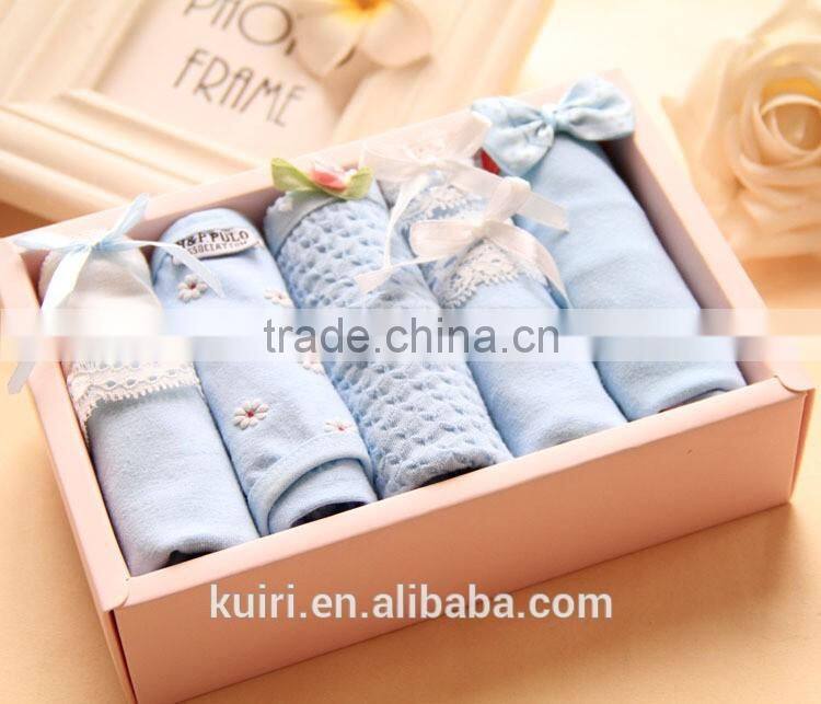 2017 cute candy color girls Cotton underwear lace bowknot gift box Panties Briefs