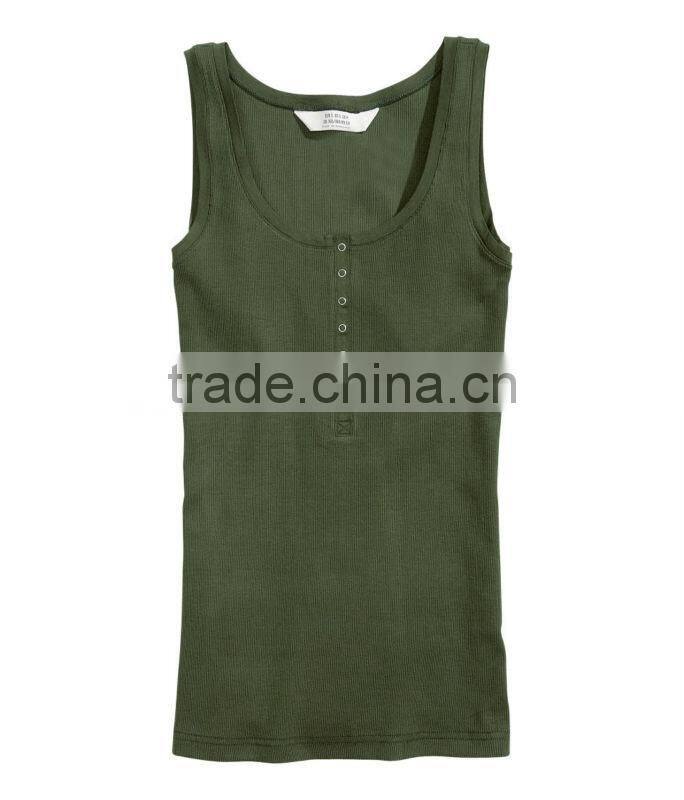 Rib-Knit Jersey Vest with Press-Studs at Top