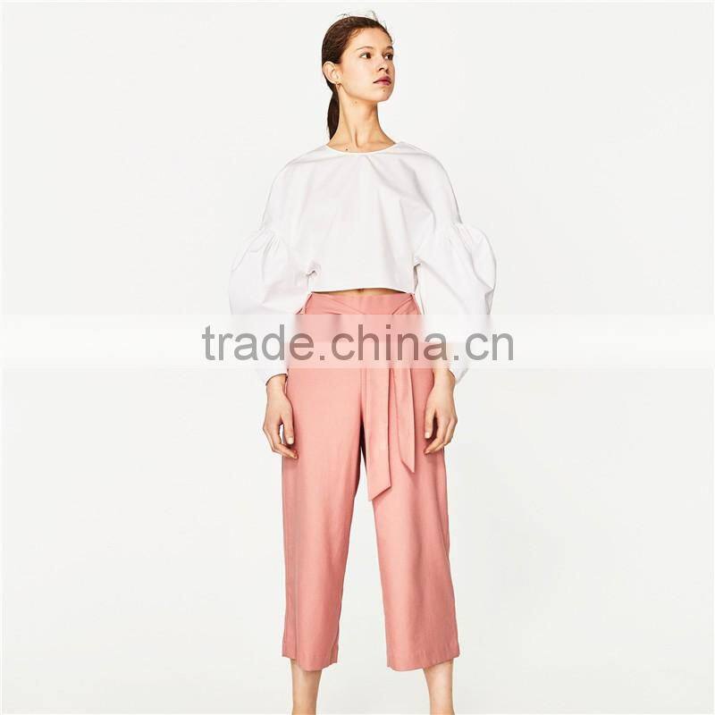 2017 Dongguan Wholesale OEM Casual Cropped Pants for Women