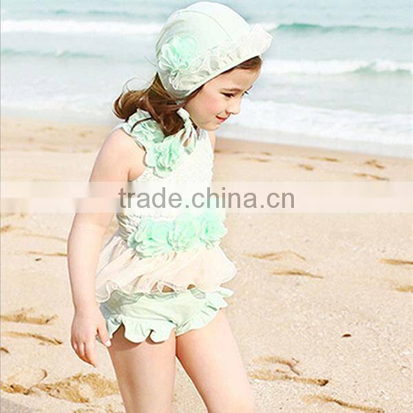2015 Polyester Girl Kids Two-piece Swimsui