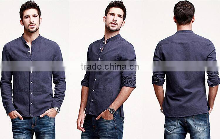 Long sleeve plain shirt 100 linen shirts made in guangzhou