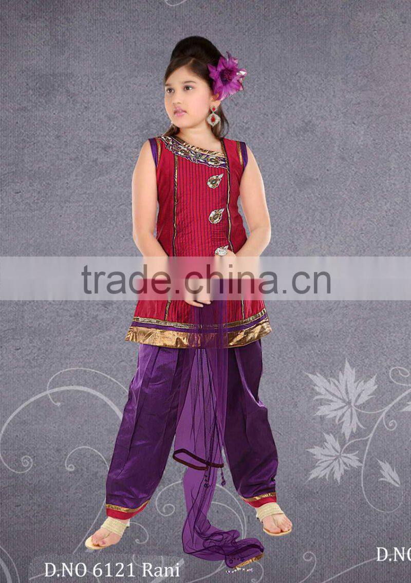 Deep Pink color benaras cloth all over stylish lehenga sizzling Girls Ready Made