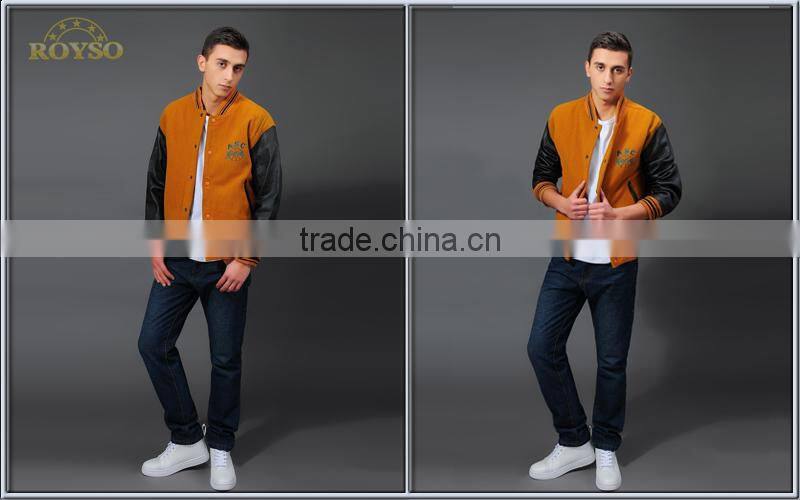 Custom Polyester Varsity Bomber Baseball Team Softshell College Men Leather Jacket for Men