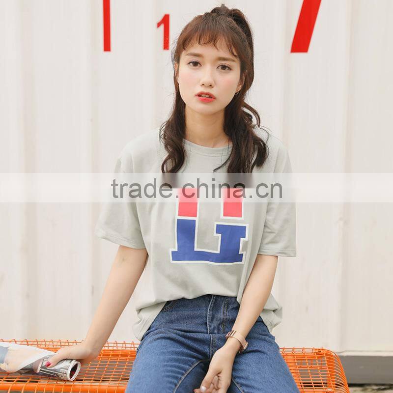 cartoon printing horn sleeves t shirt for women