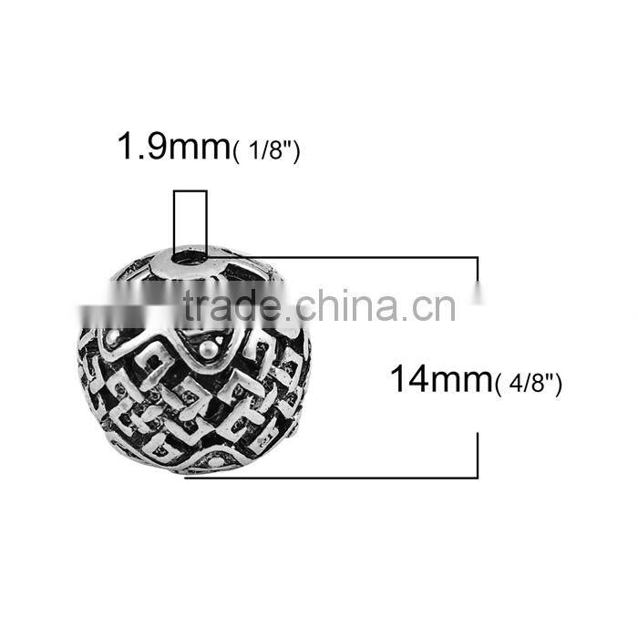 Zinc Based Alloy Spacer Beads Round Antique Silver