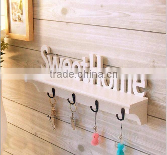 Sweet home white hanging shelf wooden clothes tree