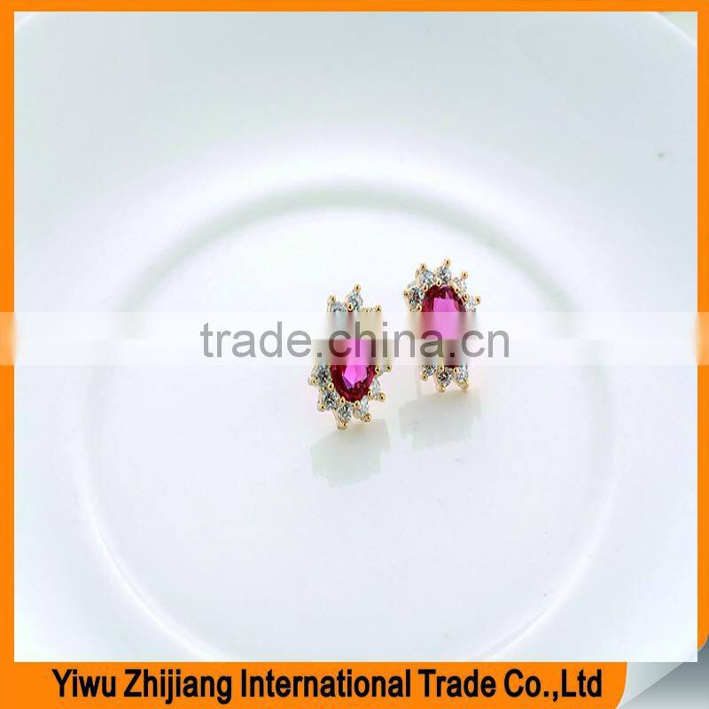 Fashion Sun Flower White Cubic Zircon Stone Earring