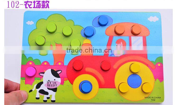 New wooden hand scratcher plate color shape matching board educational puzzle toys for kids