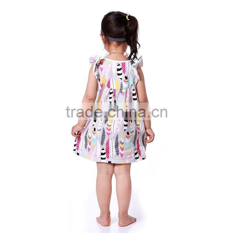 cheap girls summer dress children long feather pattern dress clothing free prom dress