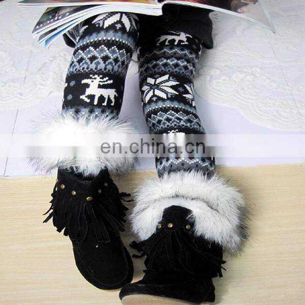 Trendy Christmas Snowflake Deer Woolen Leggings 37 Colors IN STOCK