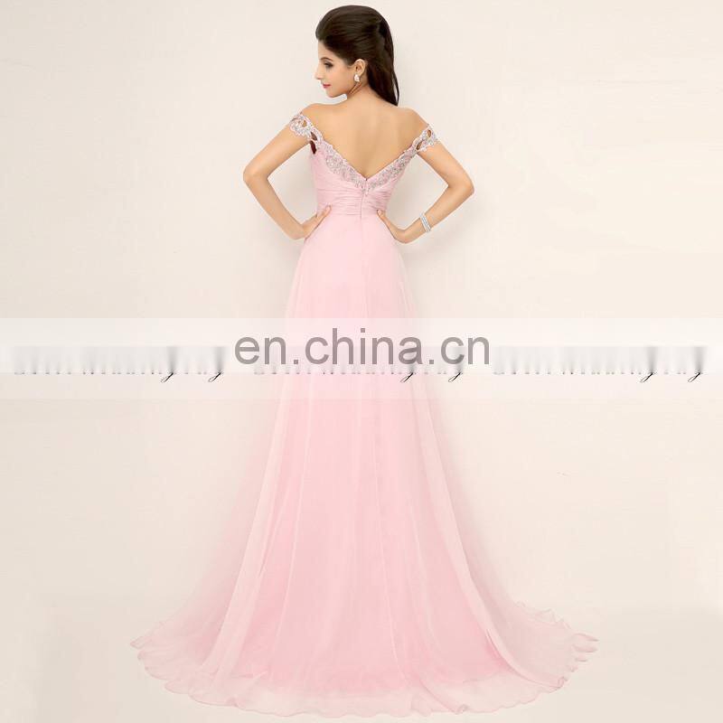 Elegant One Shoulder Unique Beading Chiffon Glittering Beads Long Evening Dress XU013