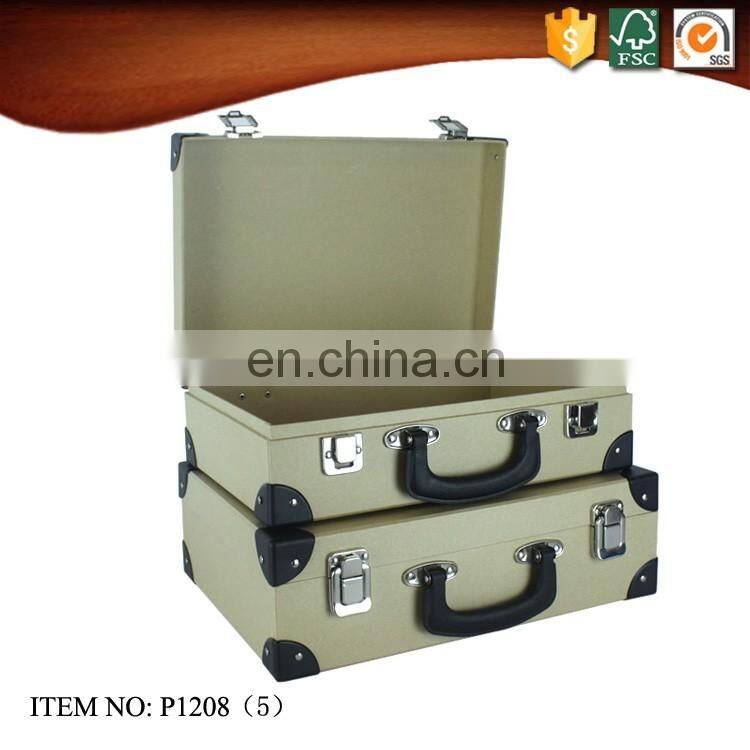 Kraft Paper Cardboard Suitcase Portable Box with Handle for Children