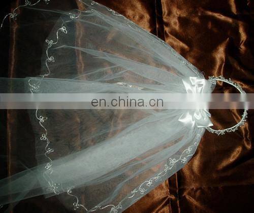 Europe Customed Kids' High Quality Communion Veil Head Wreath With Pearl Beads Big Ribbon Bows &Embroidered For Wedding Dresses