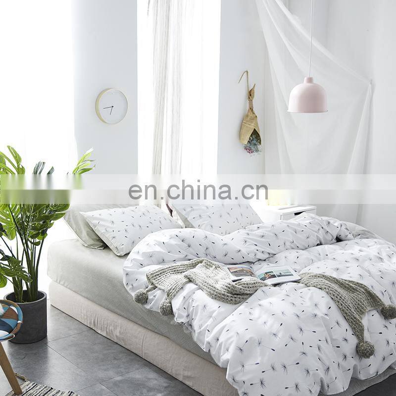 i@home Nordic version cotton high quality linen bed sheets sets duvet cover with dandelion delicate pattern for living room