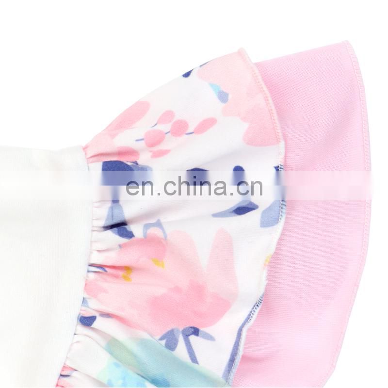 Unique ruffle flutter sleeve girl top baby white color top with colorful ruffles