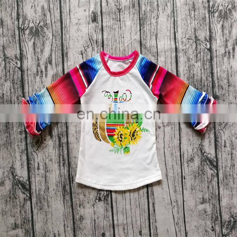 Halloween Baby Girl Ruffle Raglan gold pumpkins Tshirts Kids Ruffle rainbow Tops Santa Boys Clothes