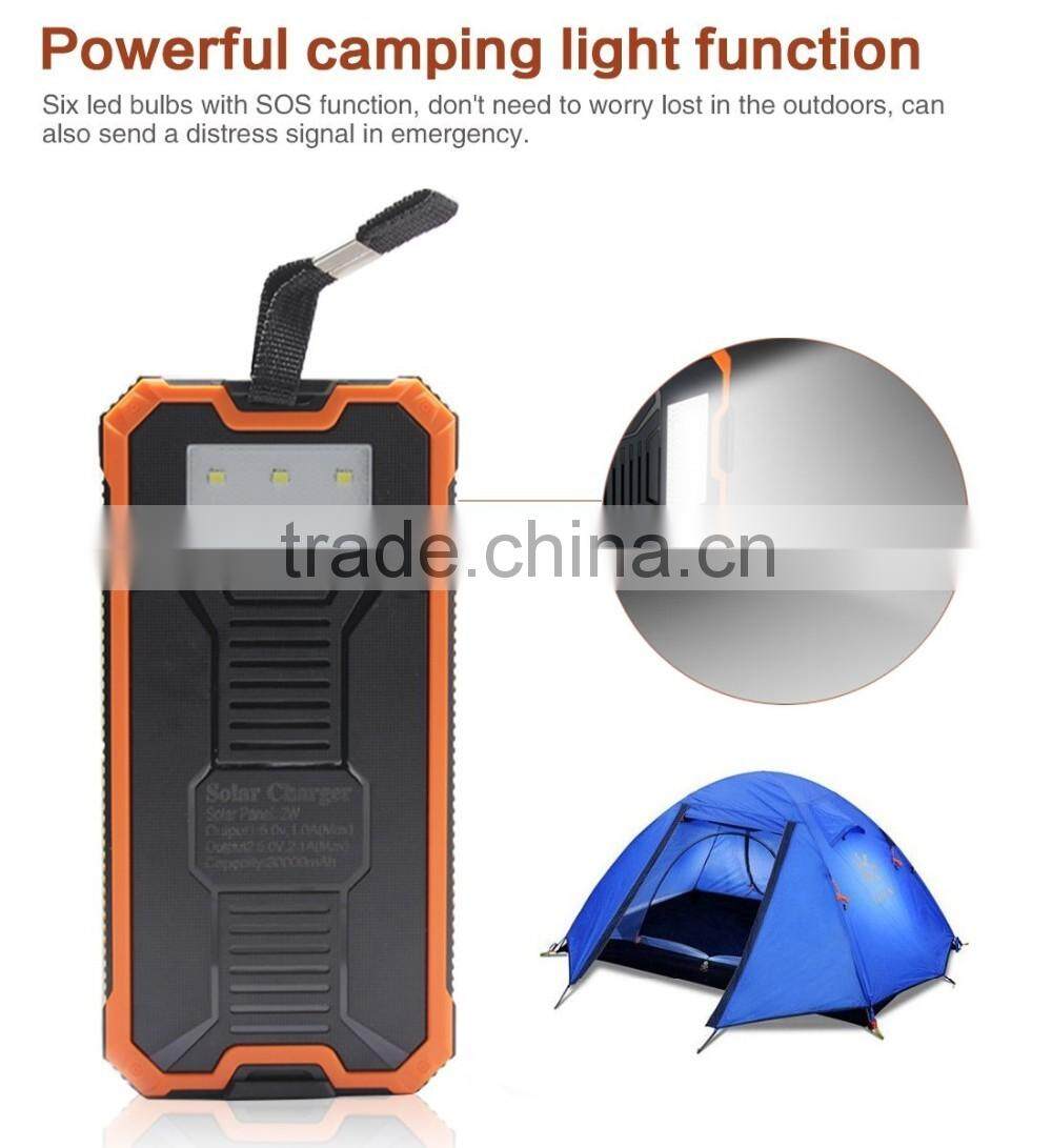 Hot sale Solar power bank 30000mah portable LED Camp Light solar battery for all digital products charging outdoor lighting
