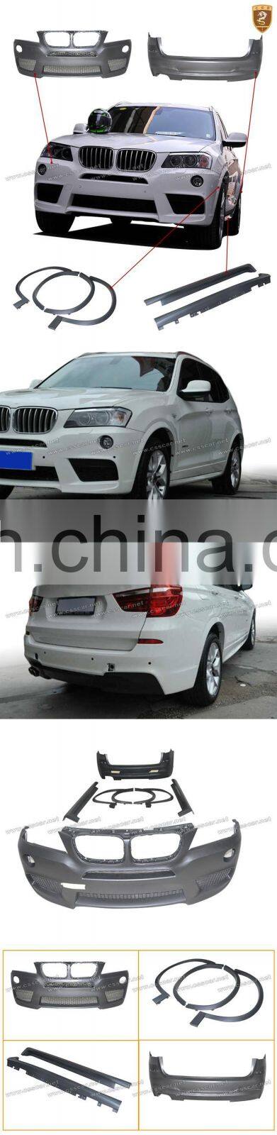 fiber glass front bumper side skirts wheel eyebrow fit for BNW X3 E83 modification Mtech style body kit