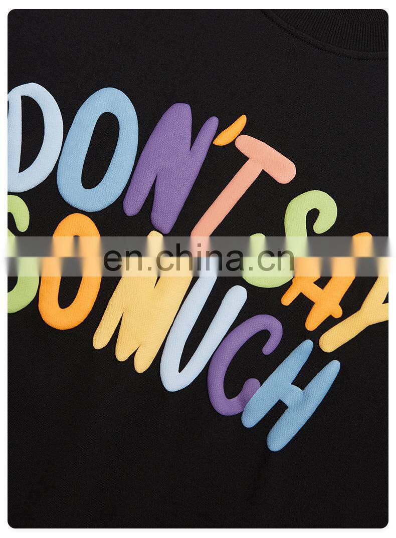 2021 autumn and winter new product brand three-dimensional foam printing color letters hip-hop men's terry sweater