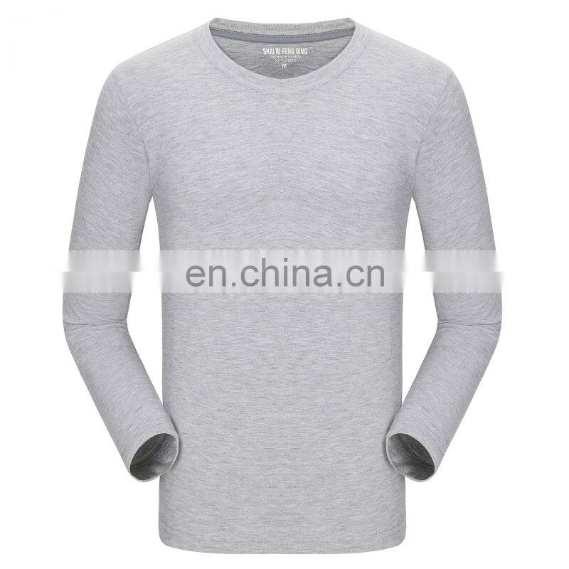 Clothing wholesale custom brand 100% Organic cotton high quality round neck plus size men's sportswear long-sleeved t-shirt