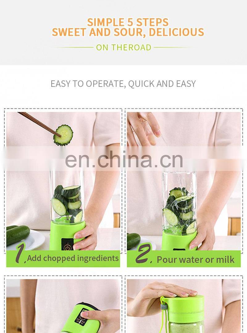 Portable Plastic USB Electric Fruit Juicer Bottle Making Cup With Charging Cable