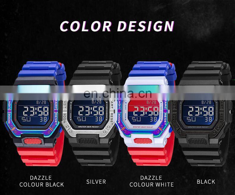 SMAEL 8059 Digital Watch Men Sports Waterproof Stopwatch Alarm Clock Rubber Strap Military Wristwatches Watches Led Digital