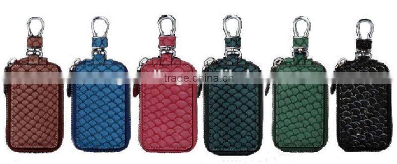 2016 Luxury colorful carp fish skin leather car key purse key holder for women key case smart key chain