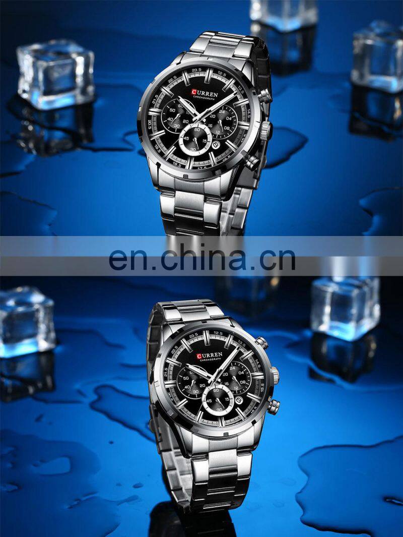 CURREN Business Men Watch Luxury Brand Stainless Steel Wrist Watch Chronograph Army Military Quartz Watches Relogio Masculino